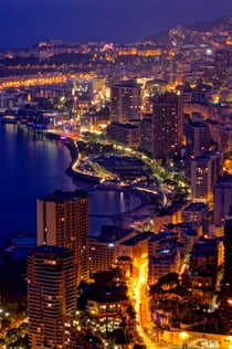 Monako a Monte Carlo v noci