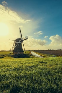Lisse: creuer amb molí de vent i llac des de Katwijk